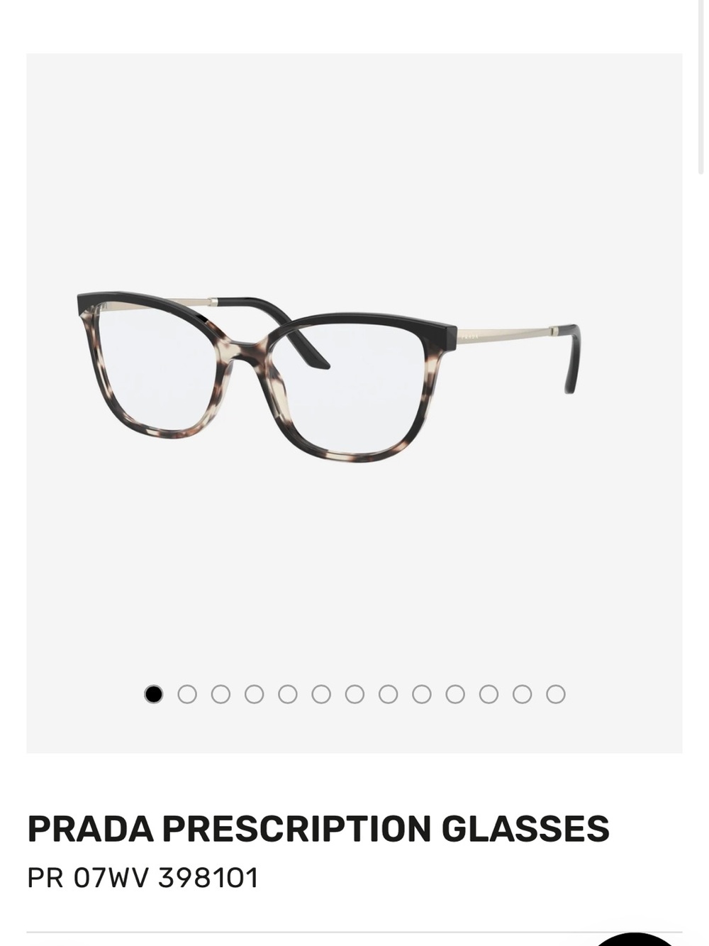 Prada VPR 07w 398101 tortoise talc/black eyeglasses frame